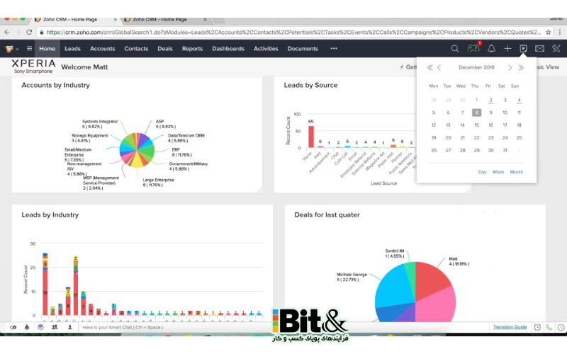 رابط کاربری بهترین نرم افزارهای CRM خارجی-zoho